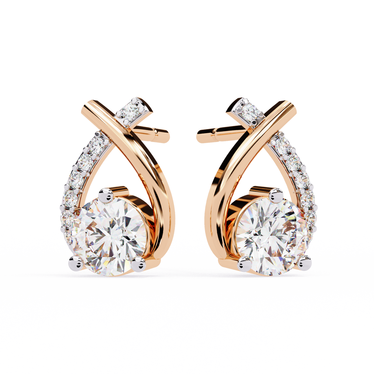 1.27 Ct Pear Shape Diamond Earrings Side Angle View