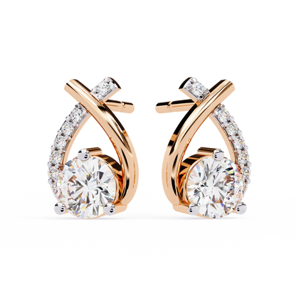 1.27 Ct Pear Shape Diamond Earrings Side Angle View