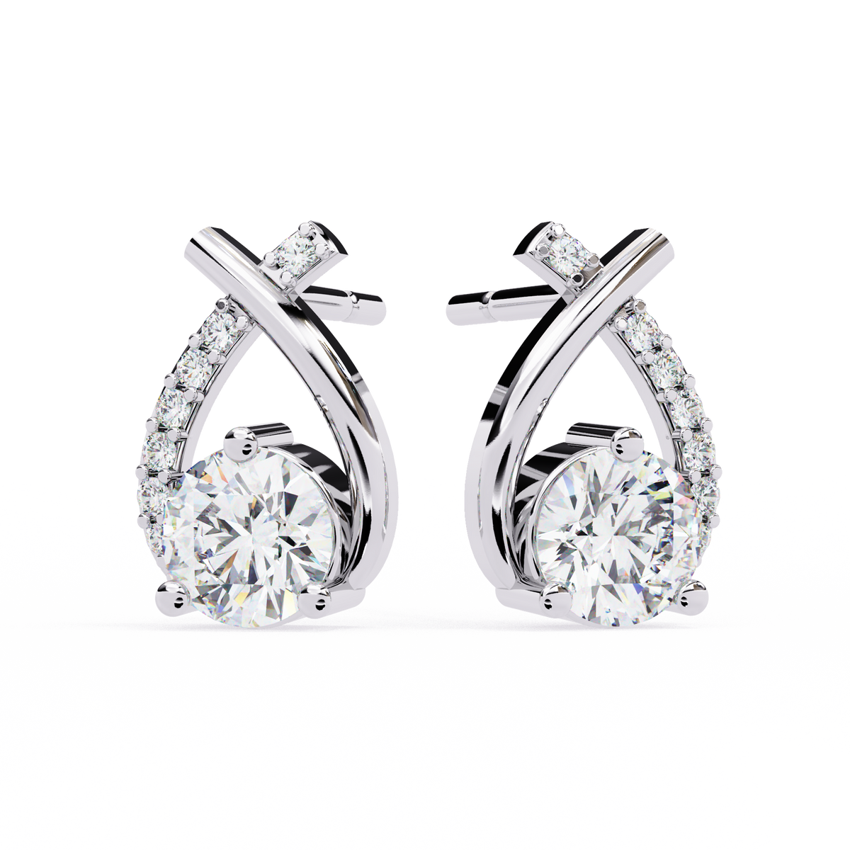 Pear Shape 1.27Ct Round Cut Diamond Delicate Classic Prong Set Dainty Stud Earring Gift for Women's - HIGHCARAT DIAMONDS