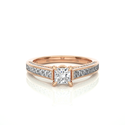 1.28 Carat Princess Cut Lab grown Diamond 10K/14K/18K Wedding Ring, Round Cut Side Stone Lab grown diamond  For Her - HIGHCARAT DIAMONDS