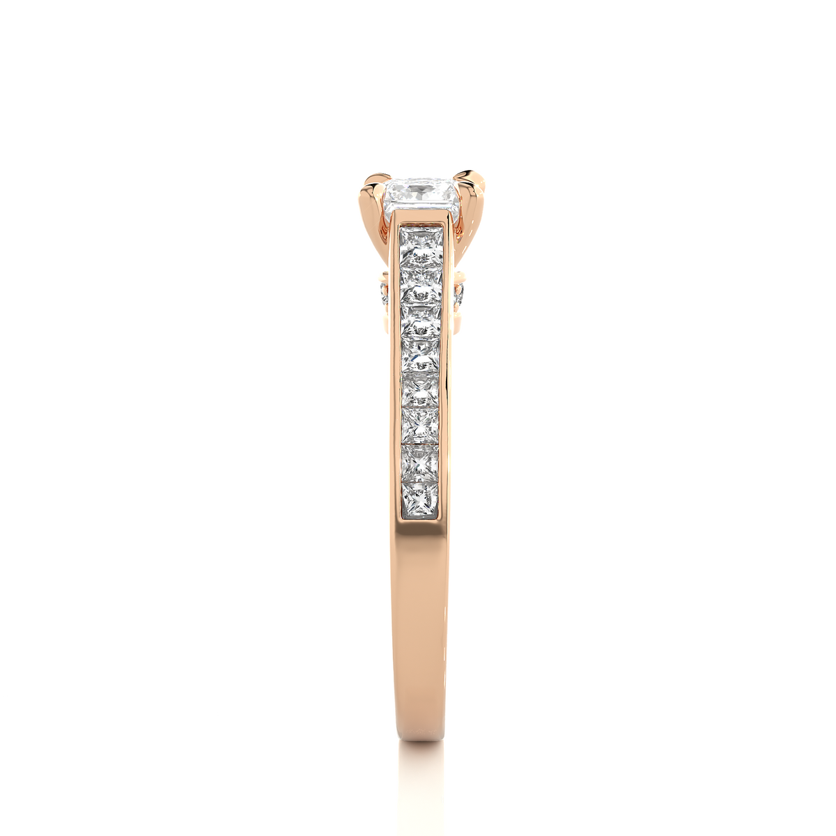 1.28 Carat Princess Cut Lab grown Diamond 10K/14K/18K Wedding Ring, Round Cut Side Stone Lab grown diamond  For Her - HIGHCARAT DIAMONDS