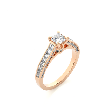 1.28 Carat Princess Cut Lab grown Diamond 10K/14K/18K Wedding Ring, Round Cut Side Stone Lab grown diamond  For Her - HIGHCARAT DIAMONDS