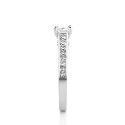 1.28 Carat Princess Cut Lab grown Diamond 10K/14K/18K Wedding Ring, Round Cut Side Stone Lab grown diamond  For Her - HIGHCARAT DIAMONDS