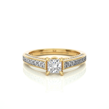 1.28 Carat Princess Cut Lab grown Diamond 10K/14K/18K Wedding Ring, Round Cut Side Stone Lab grown diamond  For Her - HIGHCARAT DIAMONDS