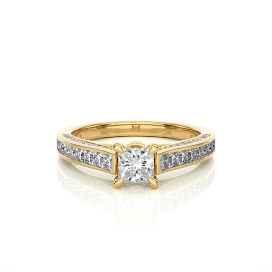 1.28 Carat Princess Cut Lab grown Diamond 10K/14K/18K Wedding Ring, Round Cut Side Stone Lab grown diamond  For Her - HIGHCARAT DIAMONDS