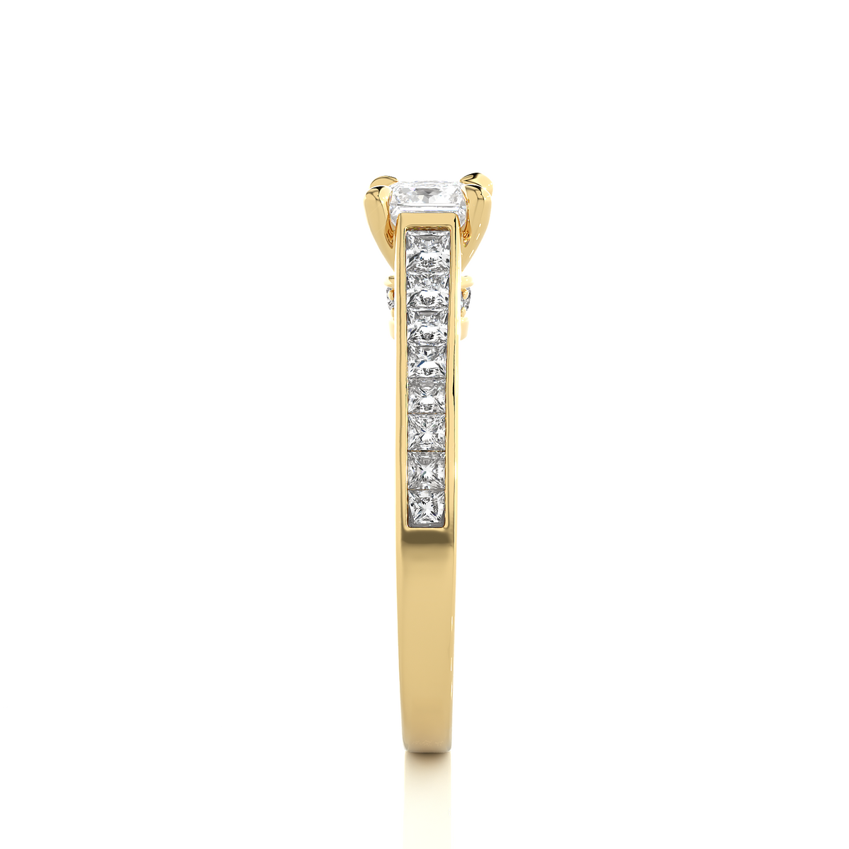 1.28 Carat Princess Cut Lab grown Diamond 10K/14K/18K Wedding Ring, Round Cut Side Stone Lab grown diamond  For Her - HIGHCARAT DIAMONDS