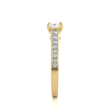 1.28 Carat Princess Cut Lab grown Diamond 10K/14K/18K Wedding Ring, Round Cut Side Stone Lab grown diamond  For Her - HIGHCARAT DIAMONDS