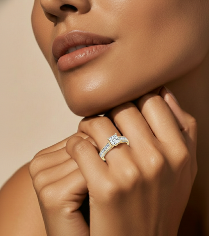 1.28 Carat Princess Cut Lab grown Diamond 10K/14K/18K Wedding Ring, Round Cut Side Stone Lab grown diamond  For Her - HIGHCARAT DIAMONDS #wearthelook