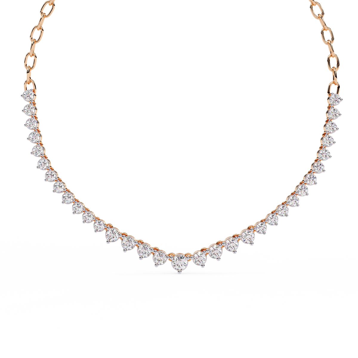 1.29 Ct ,14k Solid Gold Unique Round Cut Lab Grown & Natural Dainty Channel Set Diamond Necklace For Wedding - HIGHCARAT DIAMONDS