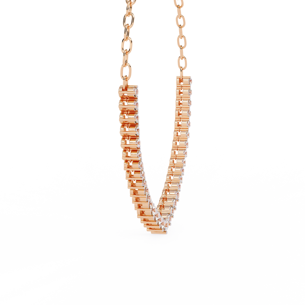 1.29 Ct ,14k Solid Gold Unique Round Cut Lab Grown & Natural Dainty Channel Set Diamond Necklace For Wedding - HIGHCARAT DIAMONDS