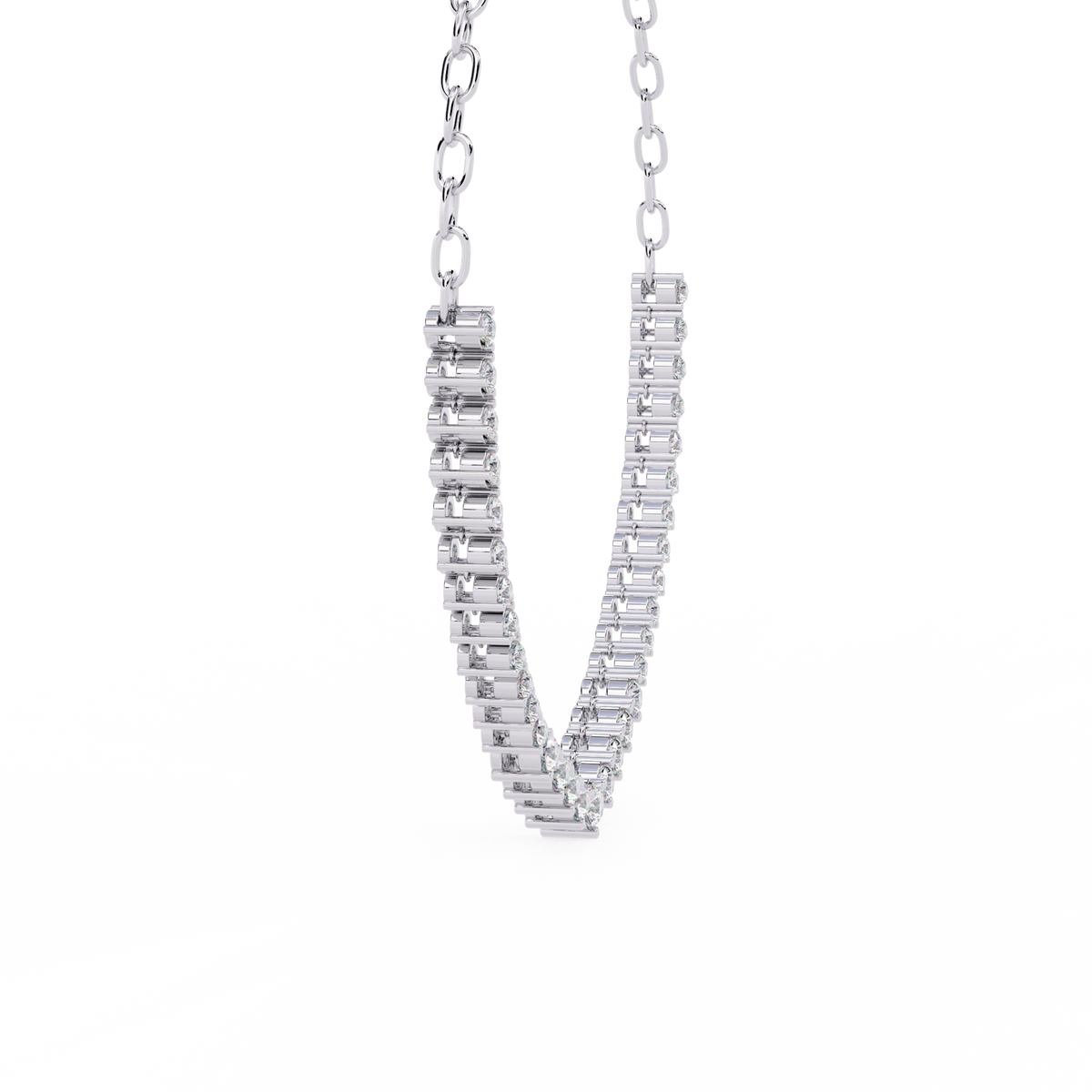 1.29 Ct ,14k Solid Gold Unique Round Cut Lab Grown & Natural Dainty Channel Set Diamond Necklace For Wedding - HIGHCARAT DIAMONDS
