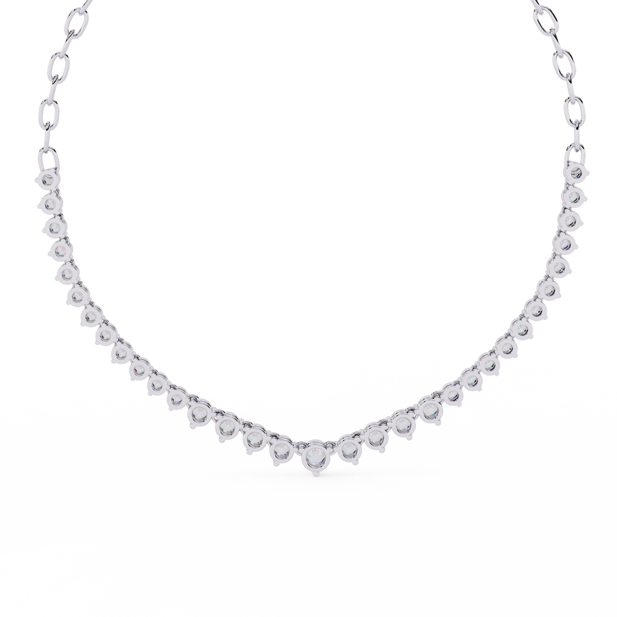 1.29 Ct ,14k Solid Gold Unique Round Cut Lab Grown & Natural Dainty Channel Set Diamond Necklace For Wedding - HIGHCARAT DIAMONDS