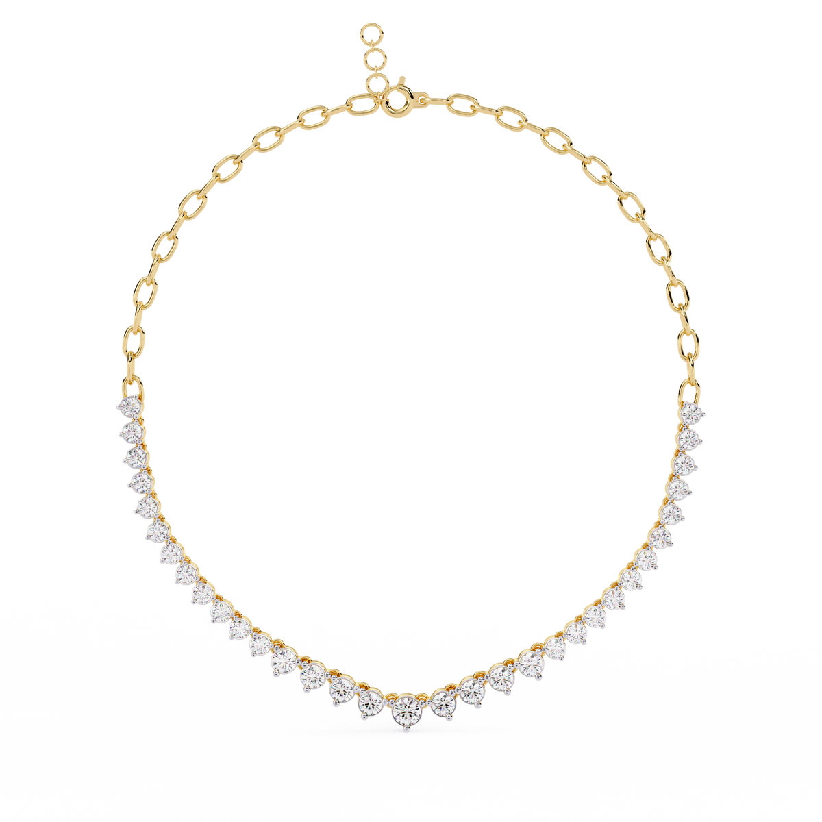 1.29 Ct ,14k Solid Gold Unique Round Cut Lab Grown & Natural Dainty Channel Set Diamond Necklace For Wedding - HIGHCARAT DIAMONDS