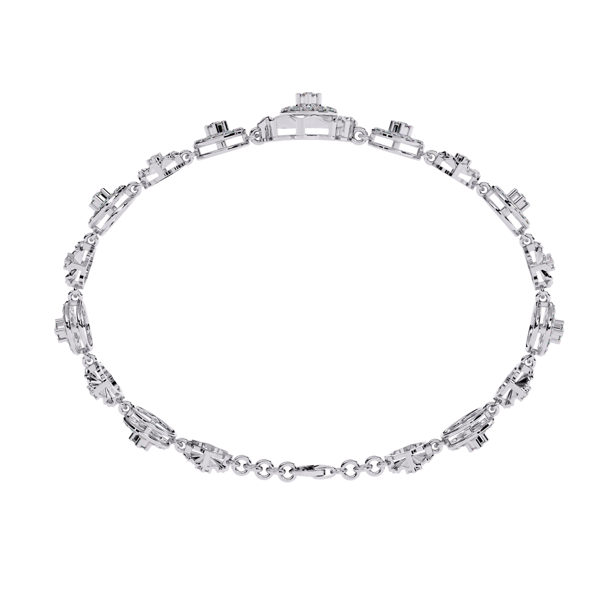 1.29Ct Round Cut Natural Diamond Halo Style Antique Stunning Perfect Line Bracelet Gift For Her - HIGHCARAT DIAMONDS