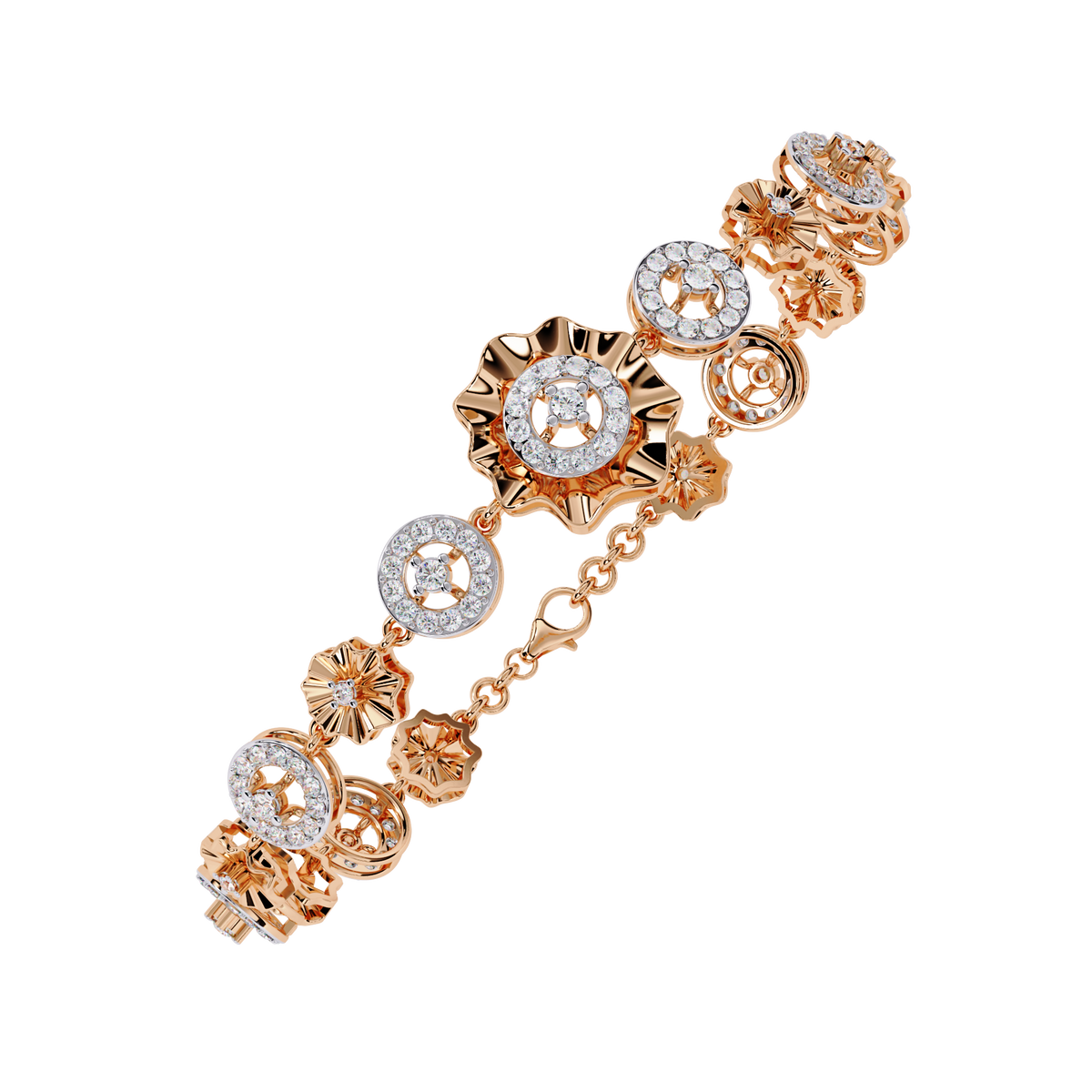 1.29Ct Round Cut Natural Diamond Halo Style Antique Stunning Perfect Line Bracelet Gift For Her - HIGHCARAT DIAMONDS