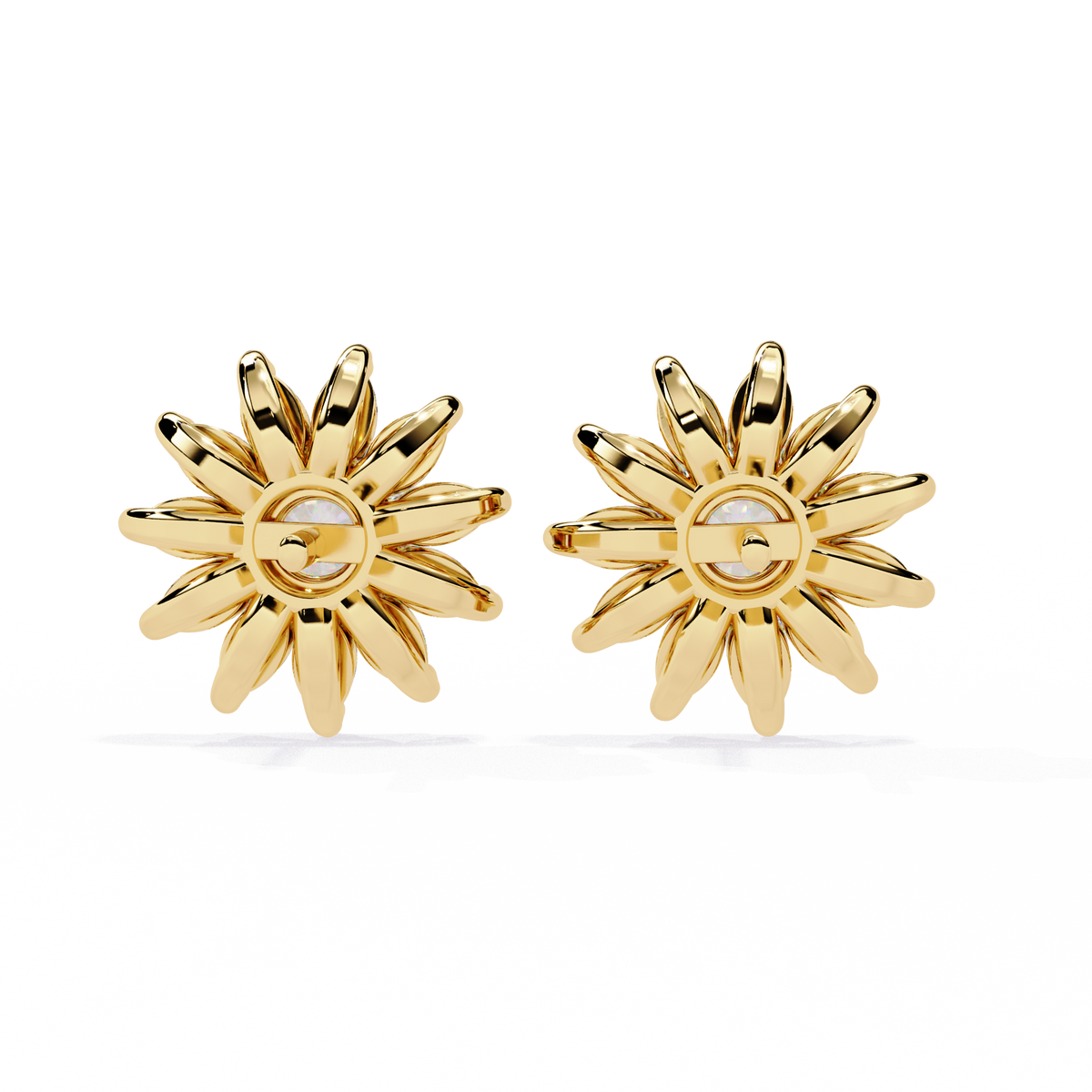 1.31 Ct Diamond Flower Earrings Side Angle View