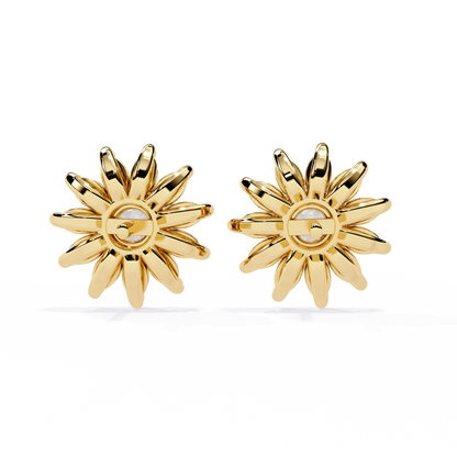 1.31 Ct Diamond Flower Earrings Side Angle View