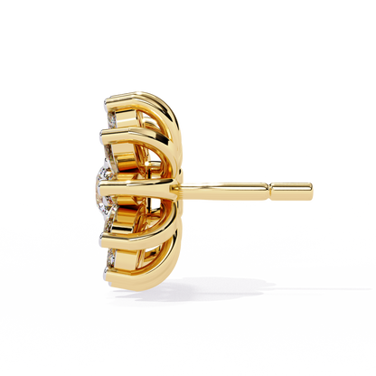 Lab Grown Diamond Flower Earrings Angled Perspective View