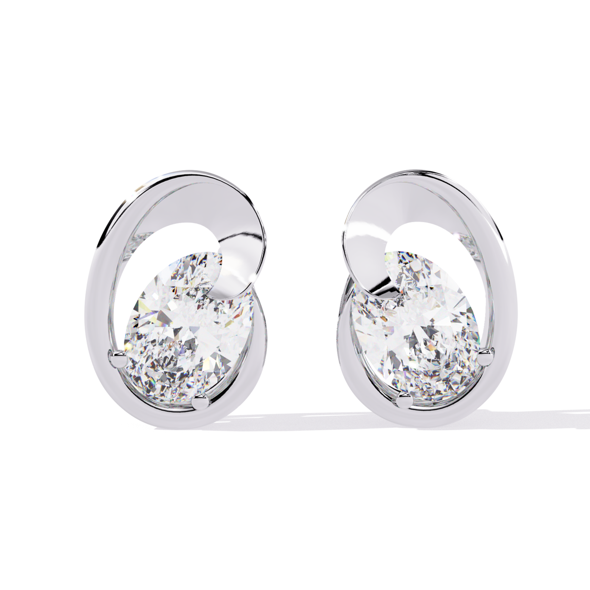 1.32 Ct Oval Cut Lab Grown Diamond Cluster Earrings - HIGHCARAT DIAMONDS