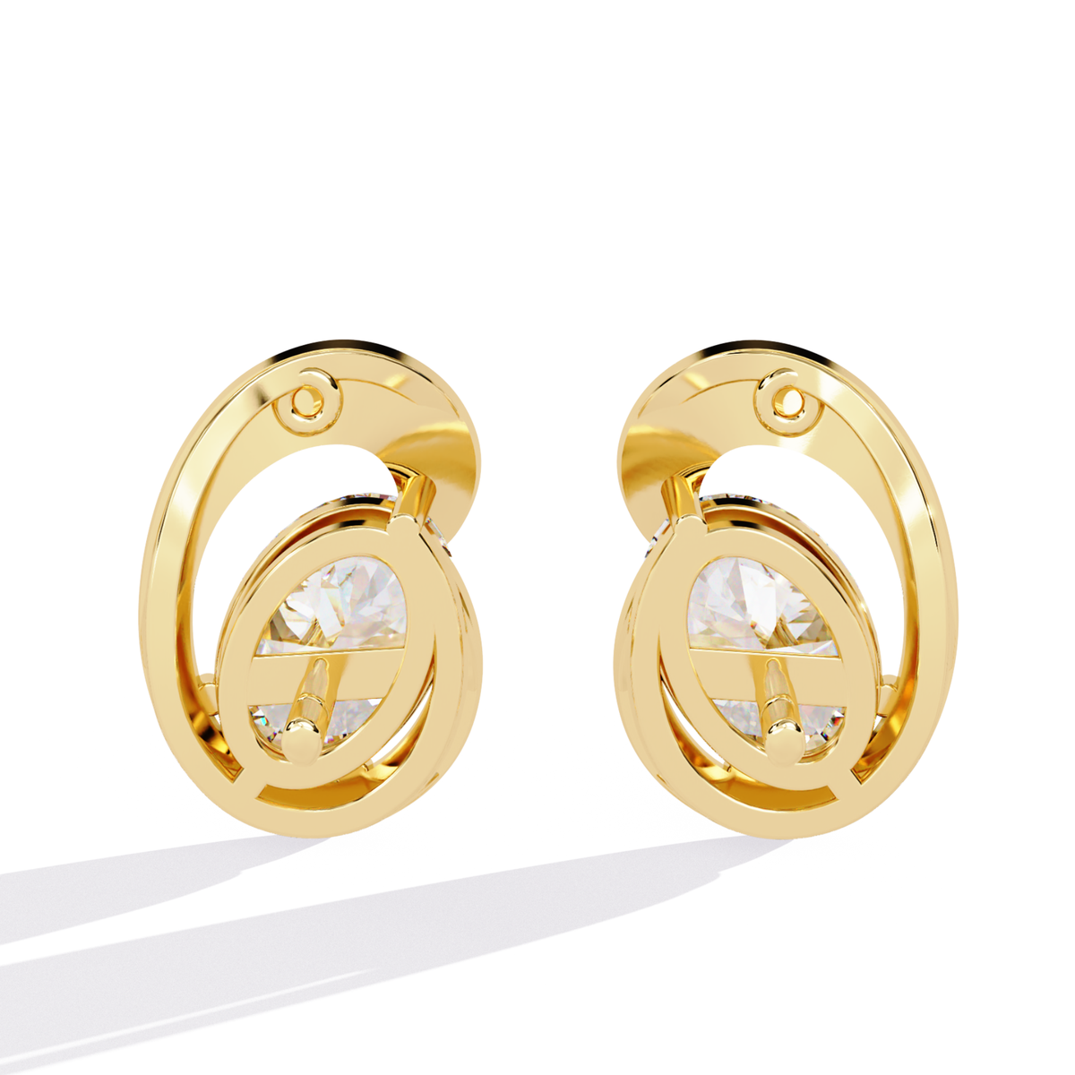 1.32 Ct Oval Cut Lab Grown Diamond Cluster Earrings - HIGHCARAT DIAMONDS