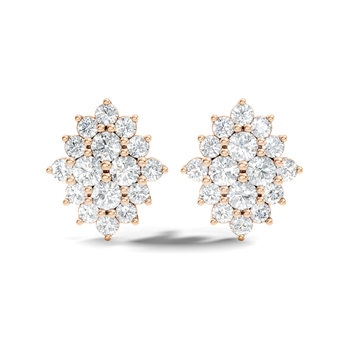 Lab Grown & Natural 10k solid Rose Gold Round Shape Diamond Daily Wear Stunning Studs Diamond Earrings For Women - HIGHCARAT DIAMONDS
