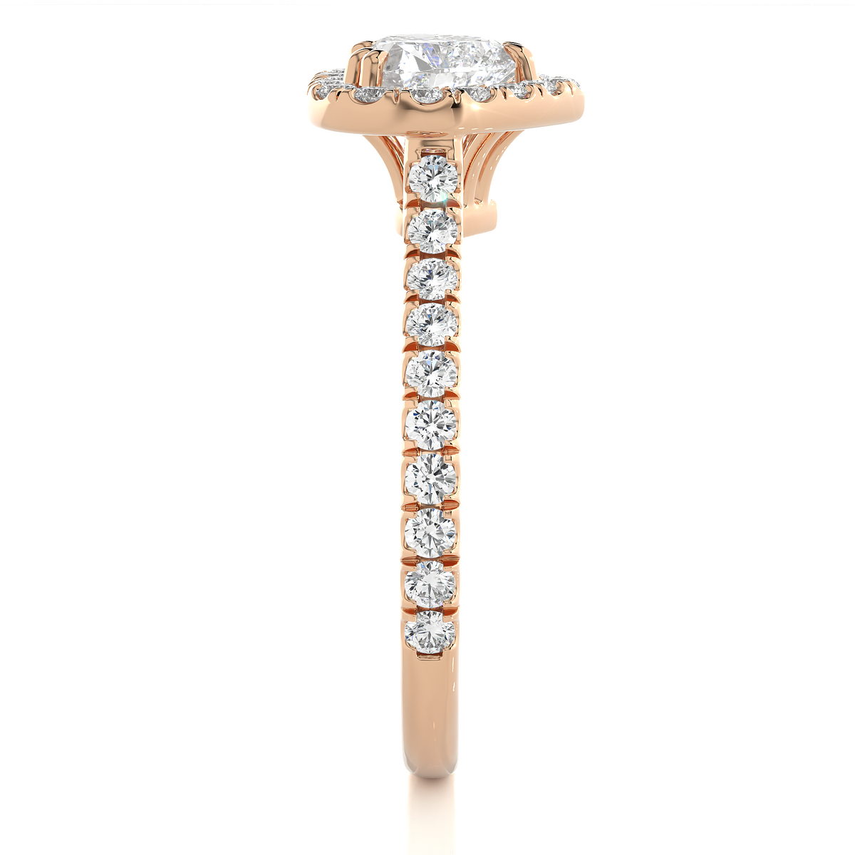 1.33 Carat Heart Cut Lab Grown Diamond 14K Solid Rose Gold and Pave and Side Stones, Custom Jewelry Gift - HIGHCARAT DIAMONDS
