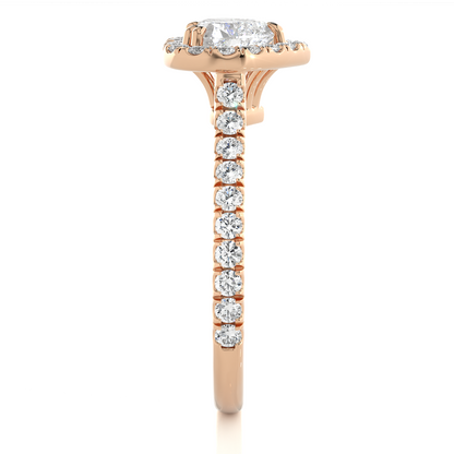 1.33 Carat Heart Cut Lab Grown Diamond 14K Solid Rose Gold and Pave and Side Stones, Custom Jewelry Gift - HIGHCARAT DIAMONDS