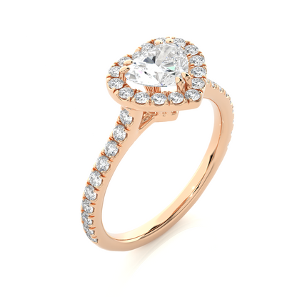 1.33 Carat Heart Cut Lab Grown Diamond 14K Solid Rose Gold and Pave and Side Stones, Custom Jewelry Gift - HIGHCARAT DIAMONDS