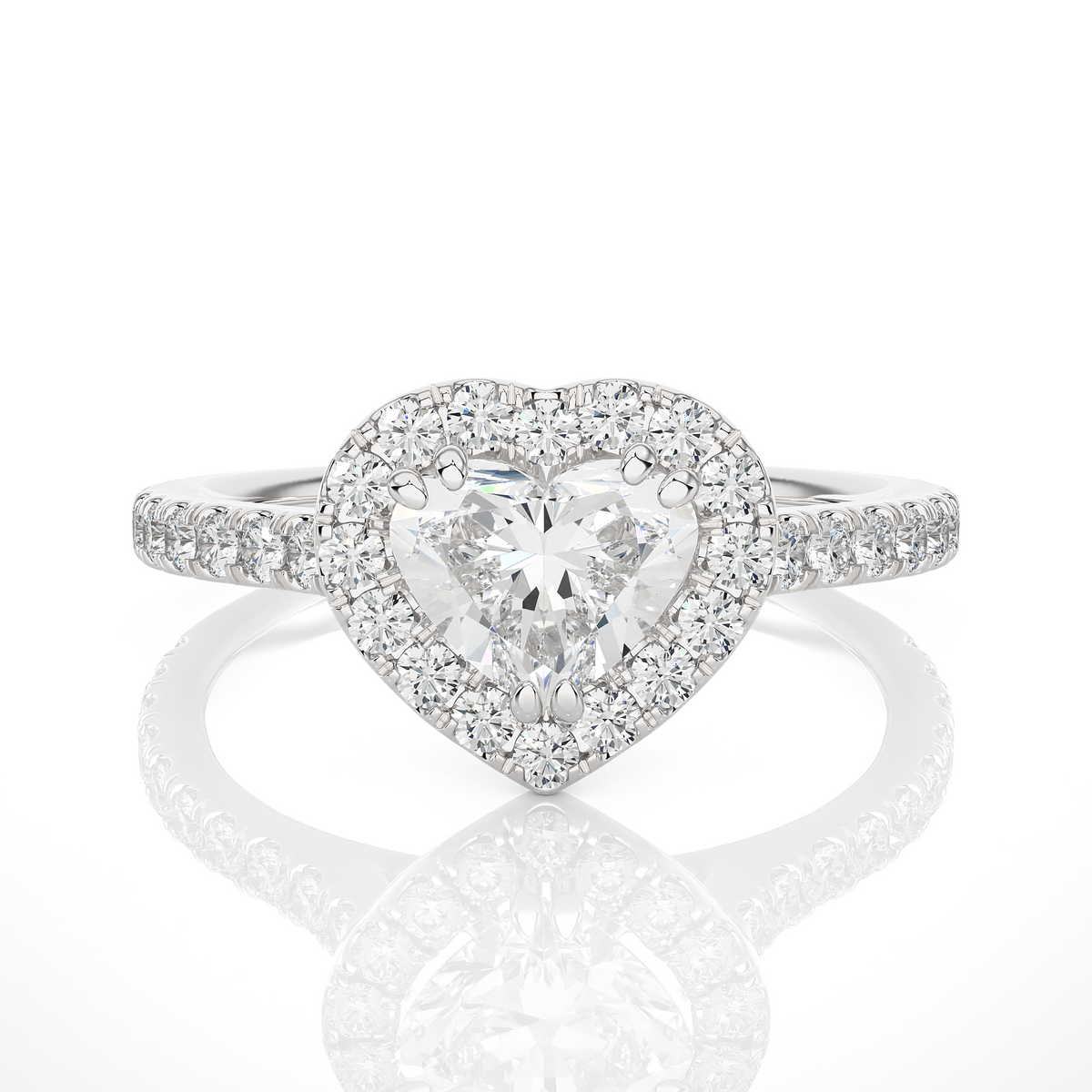 1.33 Carat Heart Cut Lab Grown Diamond 14K Solid Rose Gold and Pave and Side Stones, Custom Jewelry Gift - HIGHCARAT DIAMONDS