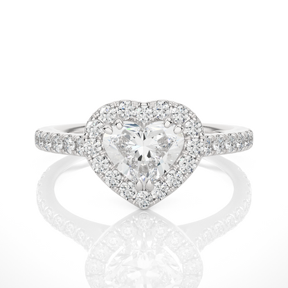1.33 Carat Heart Cut Lab Grown Diamond 14K Solid Rose Gold and Pave and Side Stones, Custom Jewelry Gift - HIGHCARAT DIAMONDS