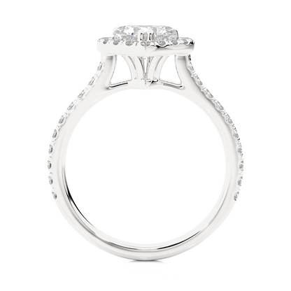 1.33 Carat Heart Cut Lab Grown Diamond 14K Solid Rose Gold and Pave and Side Stones, Custom Jewelry Gift - HIGHCARAT DIAMONDS