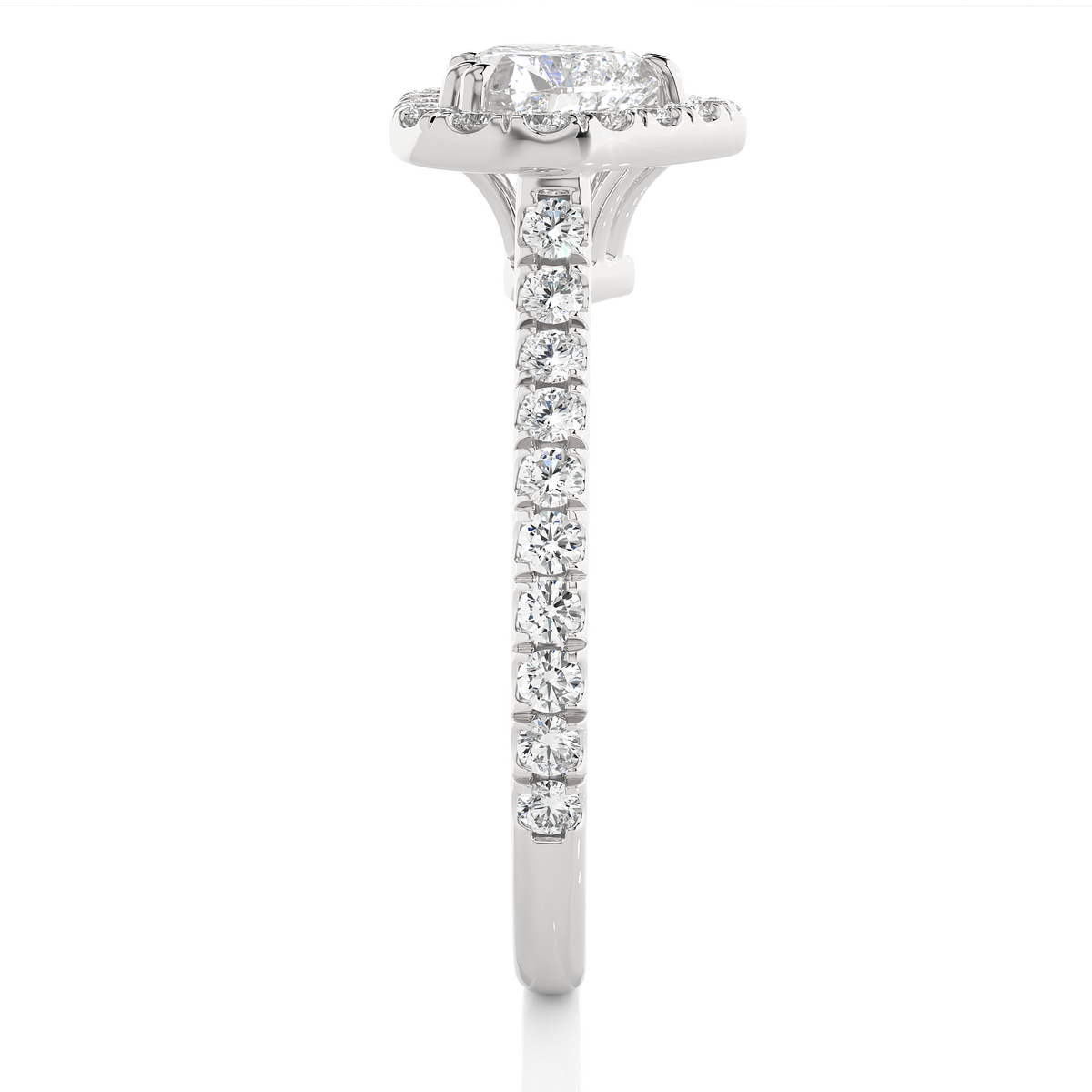 1.33 Carat Heart Cut Lab Grown Diamond 14K Solid Rose Gold and Pave and Side Stones, Custom Jewelry Gift - HIGHCARAT DIAMONDS