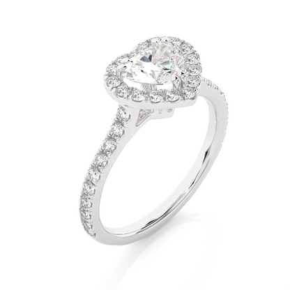 1.33 Carat Heart Cut Lab Grown Diamond 14K Solid Rose Gold and Pave and Side Stones, Custom Jewelry Gift - HIGHCARAT DIAMONDS