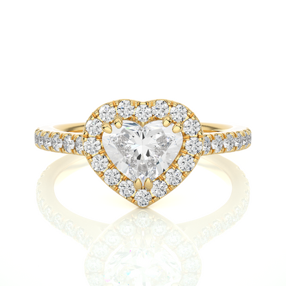 1.33 Carat Heart Cut Lab Grown Diamond 14K Solid Rose Gold and Pave and Side Stones, Custom Jewelry Gift - HIGHCARAT DIAMONDS
