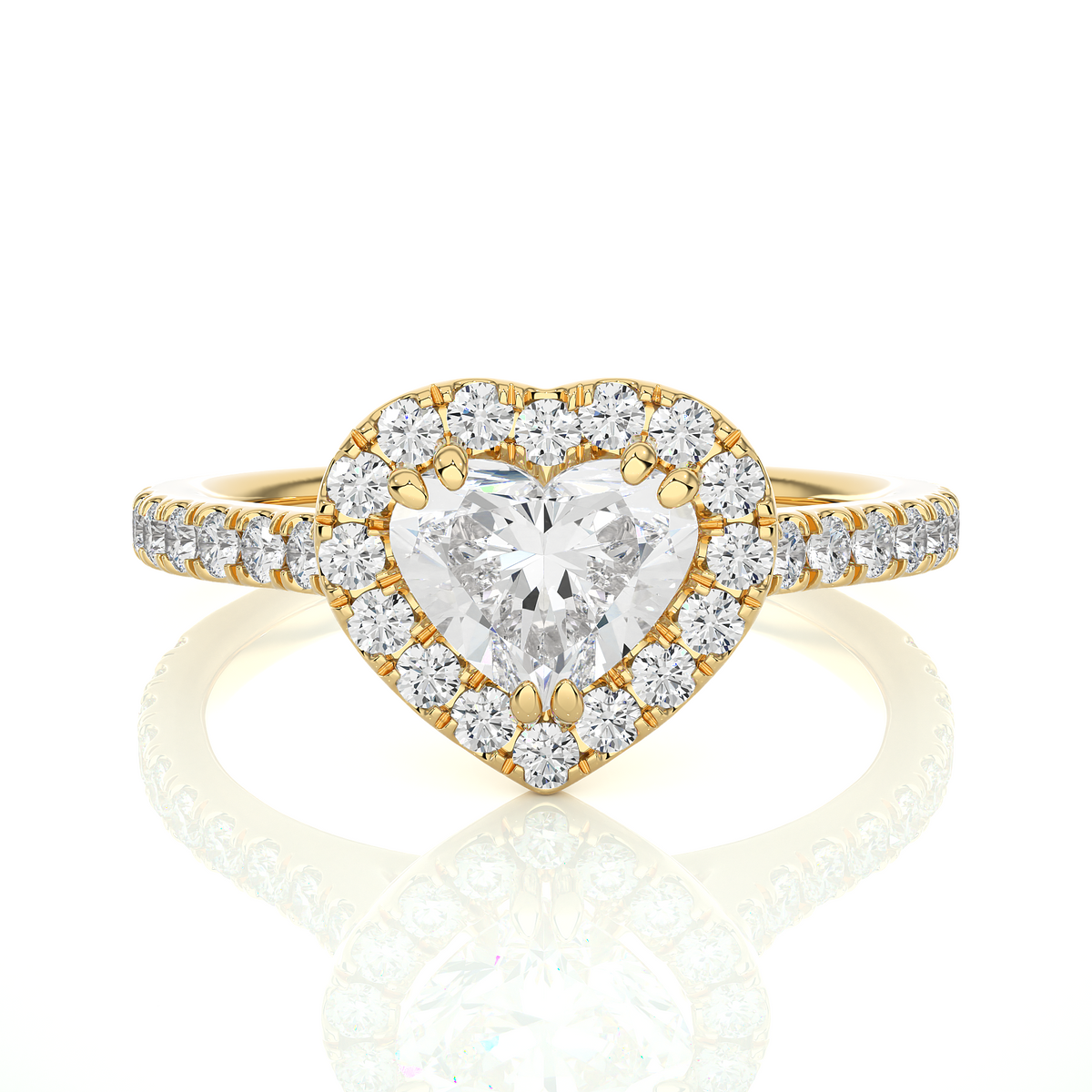 1.33 Carat Heart Cut Lab Grown Diamond 14K Solid Rose Gold and Pave and Side Stones, Custom Jewelry Gift - HIGHCARAT DIAMONDS