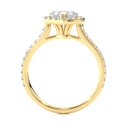 1.33 Carat Heart Cut Lab Grown Diamond 14K Solid Rose Gold and Pave and Side Stones, Custom Jewelry Gift - HIGHCARAT DIAMONDS