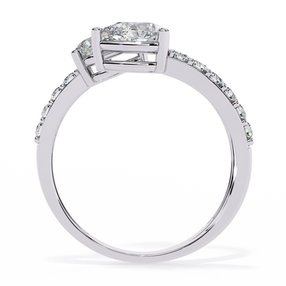 1.34Ct Pear And Round Cut Diamond Bypass Stunning Vintage Inspired Elegant Open Ring Gift For Women's - HIGHCARAT DIAMONDS