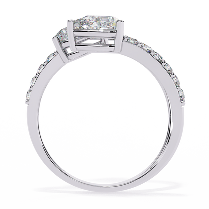 1.34Ct Pear And Round Cut Diamond Bypass Stunning Vintage Inspired Elegant Open Ring Gift For Women's - HIGHCARAT DIAMONDS