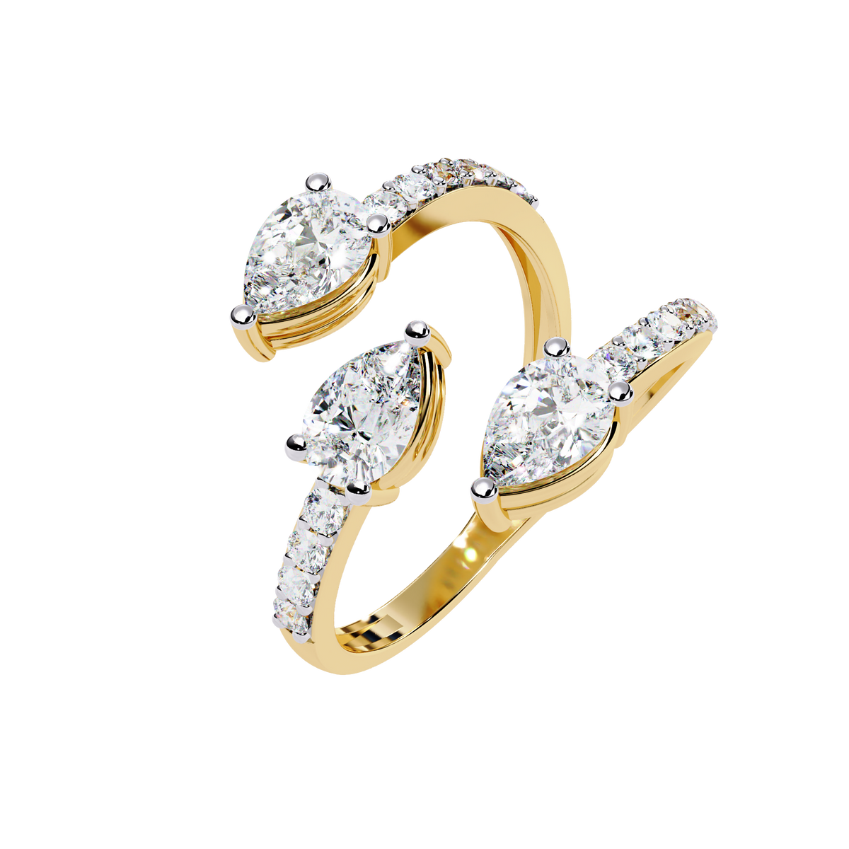 1.34Ct Pear And Round Cut Diamond Bypass Stunning Vintage Inspired Elegant Open Ring Gift For Women's - HIGHCARAT DIAMONDS