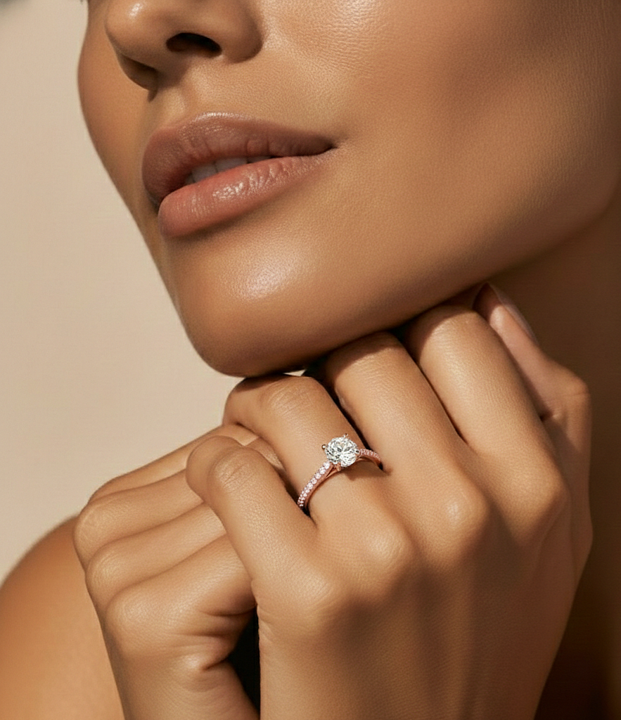 1.36 CT Round Cut Lab Grown Diamond Hidden Halo Set Wedding Ring For Anniversary - HIGHCARAT DIAMONDS #wearthelook