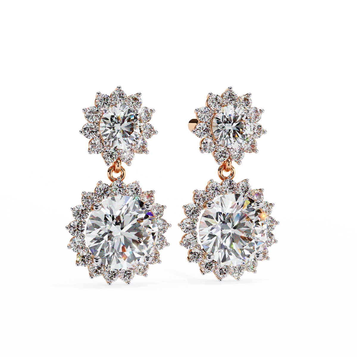 1.37Ct Round Cut Lab Grown Diamond Flower Shape Antique Elegant Classic Dainty Perfect Drop Earring For Gift - HIGHCARAT DIAMONDS