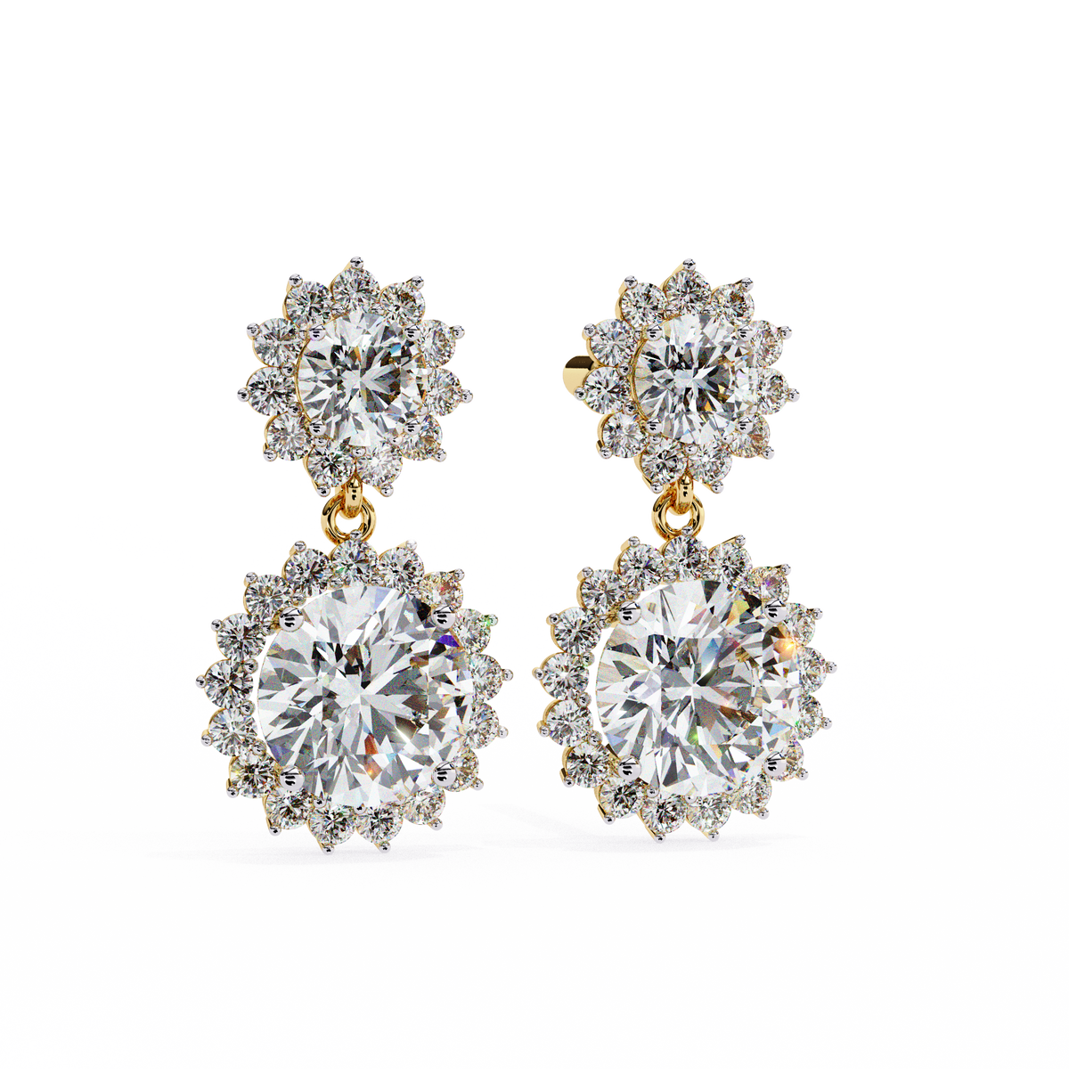 1.37Ct Round Cut Lab Grown Diamond Flower Shape Antique Elegant Classic Dainty Perfect Drop Earring For Gift - HIGHCARAT DIAMONDS