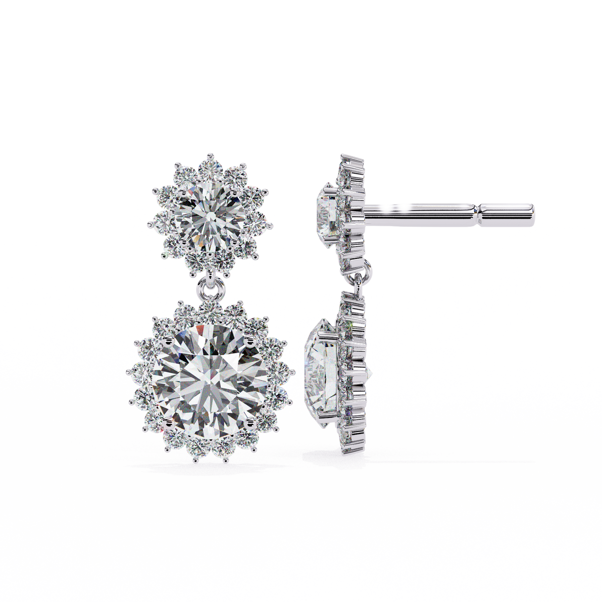 1.37Ct Round Cut Lab Grown Diamond Flower Shape Antique Elegant Classic Dainty Perfect Drop Earring For Gift - HIGHCARAT DIAMONDS