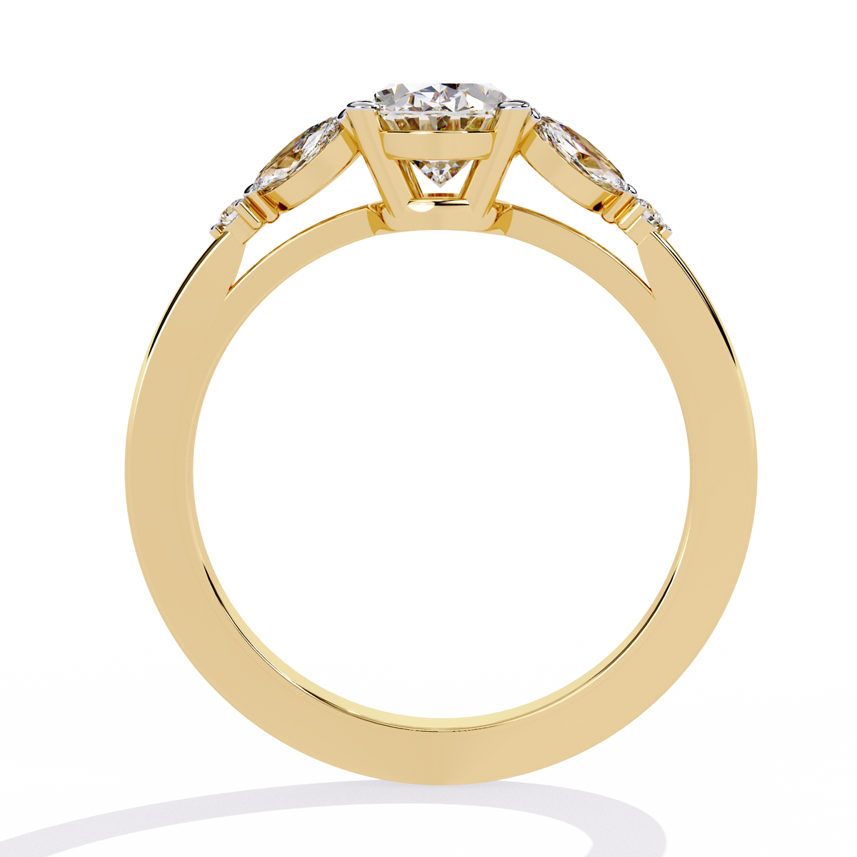 1.37Ct Oval, Marquise and Round Cut Lab Grown Triple Diamond Art Deco Delicate Vintage Stackable Ring - HIGHCARAT DIAMONDS