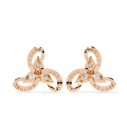 Pear and Round Cut Diamond Earrings Top View Showing Facets