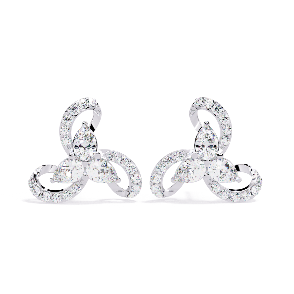 1.38 Ct Pear & Round Cut Lab Grown Diamond Earrings - HIGHCARAT DIAMONDS