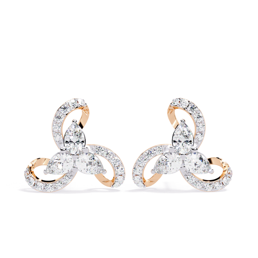 1.38 Ct Pear and Round Cut Lab Grown Diamond Earrings Front View