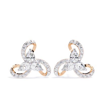1.38 Ct Pear and Round Cut Lab Grown Diamond Earrings Front View