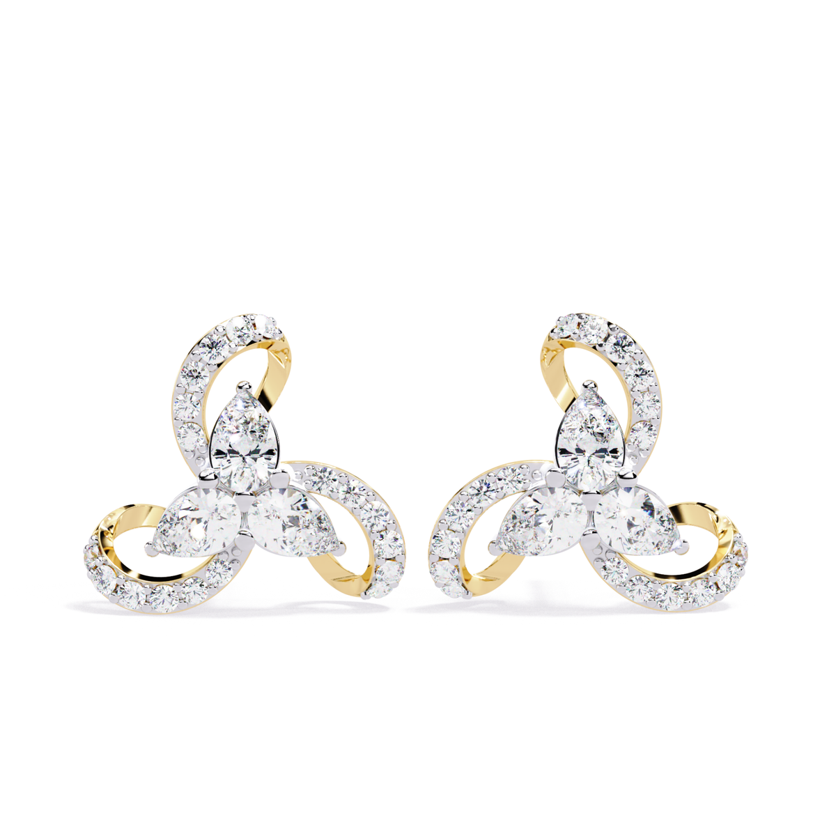 1.38 Ct Pear & Round Cut Lab Grown Diamond Earrings - HIGHCARAT DIAMONDS