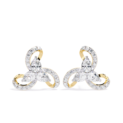 Pear and Round Lab Grown Diamond Earrings Close-Up Detail